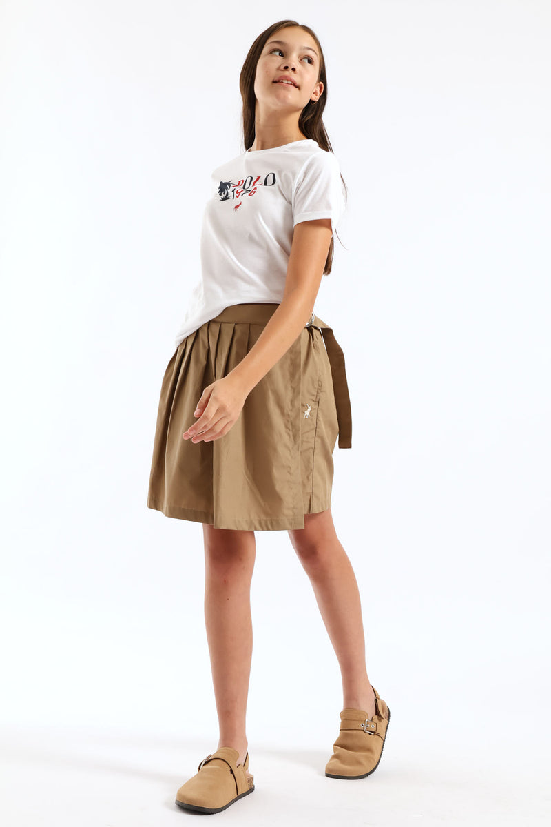 Girls Emma Panelled Skort - Taupe