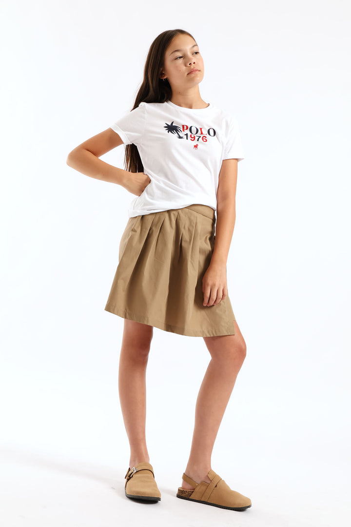 Girls Anele Print Tee - White