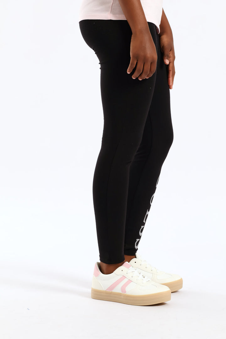 Girls Logo Leggings - Black