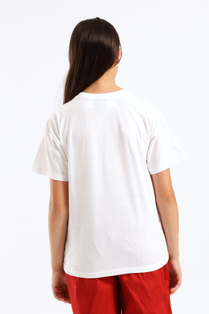 Girls Reverse Sequin Heart Top - White