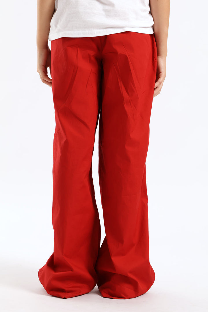 Girls Tonal Athletic Contrast Parachute Pants - Red