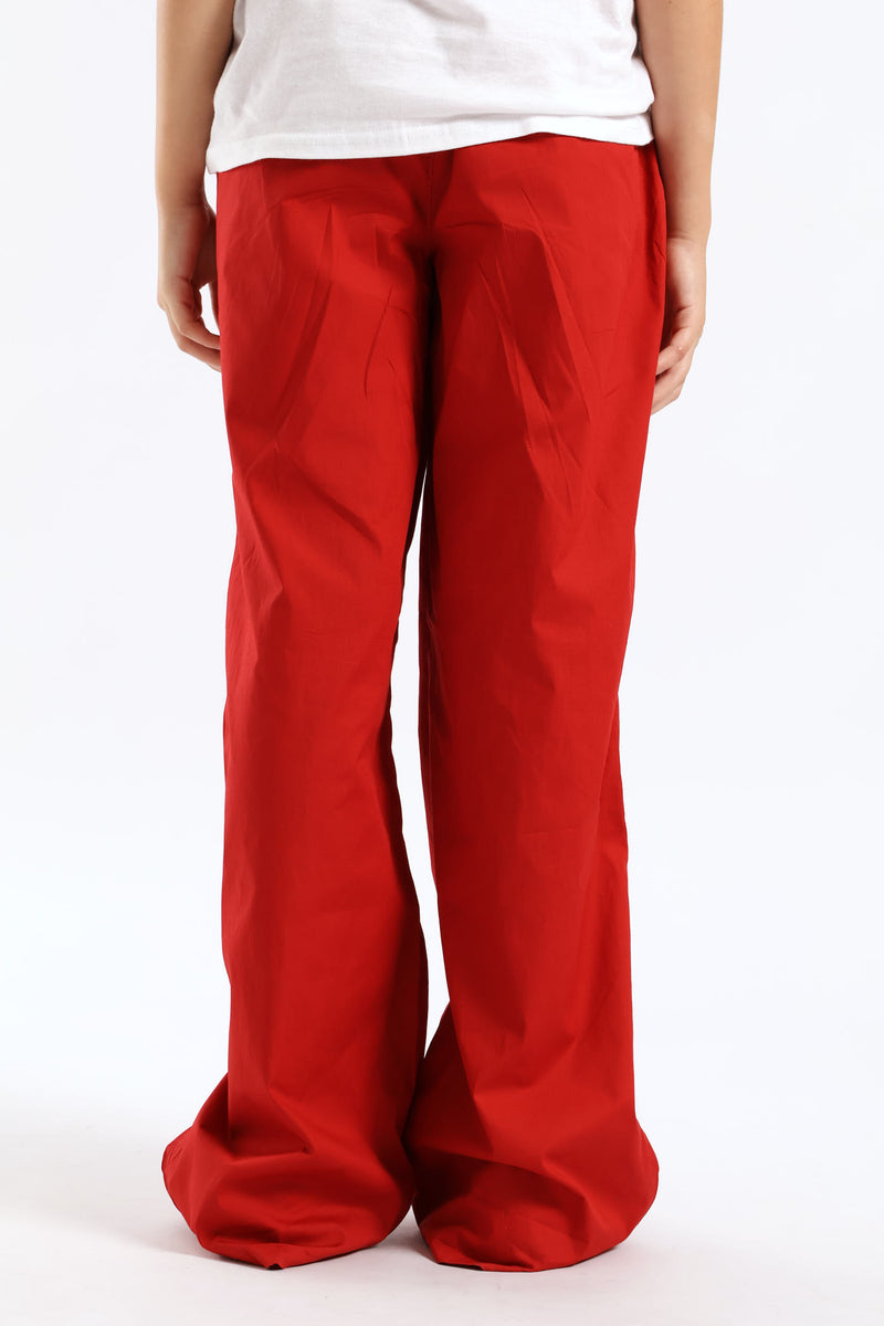 Girls Tonal Athletic Contrast Parachute Pants - Red