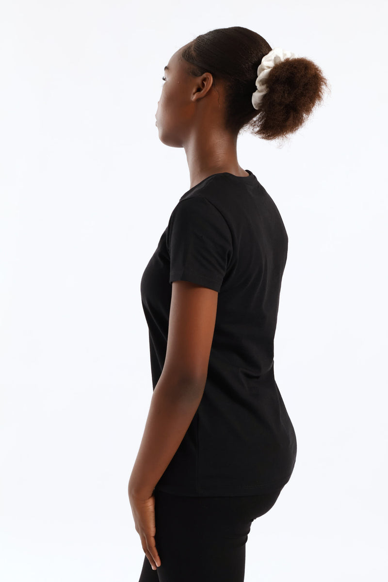 Girls Guess Logo Tee - Black