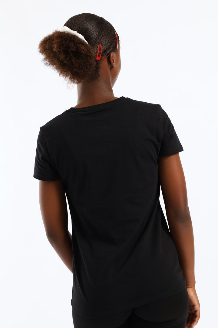 Girls Guess Logo Tee - Black