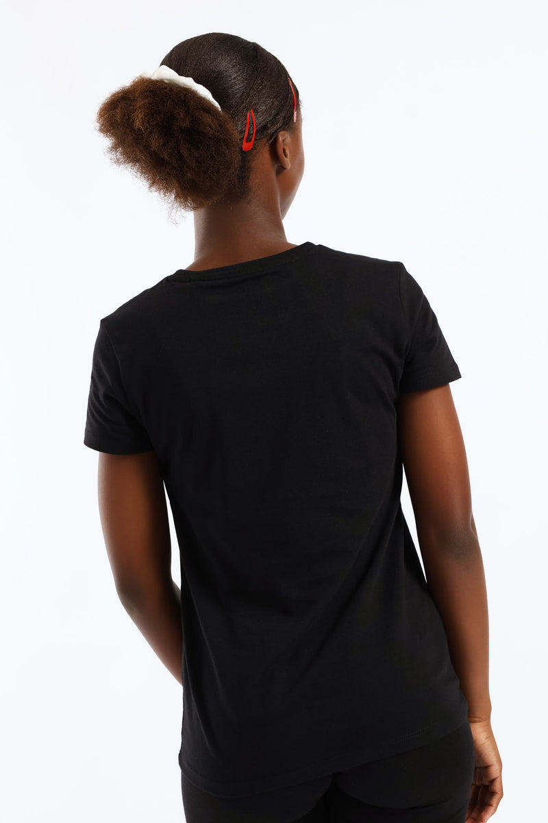 Girls Guess Logo Tee - Black