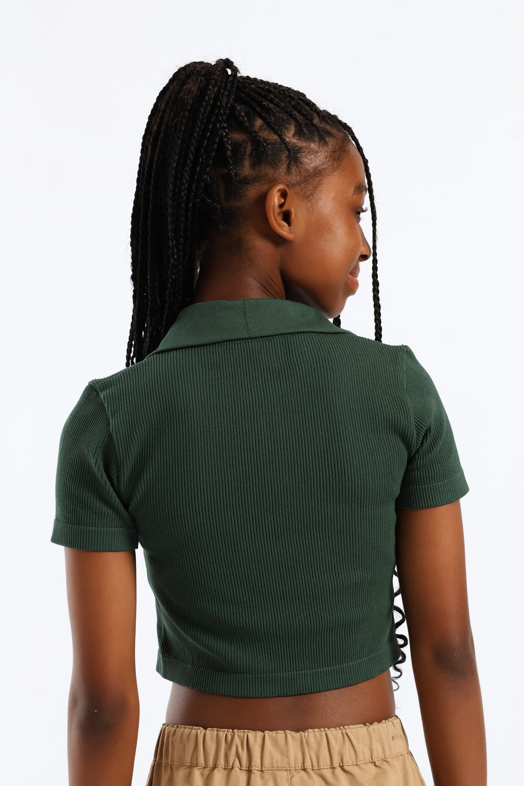 Girls Collared Seamless T-Shirt - Teal