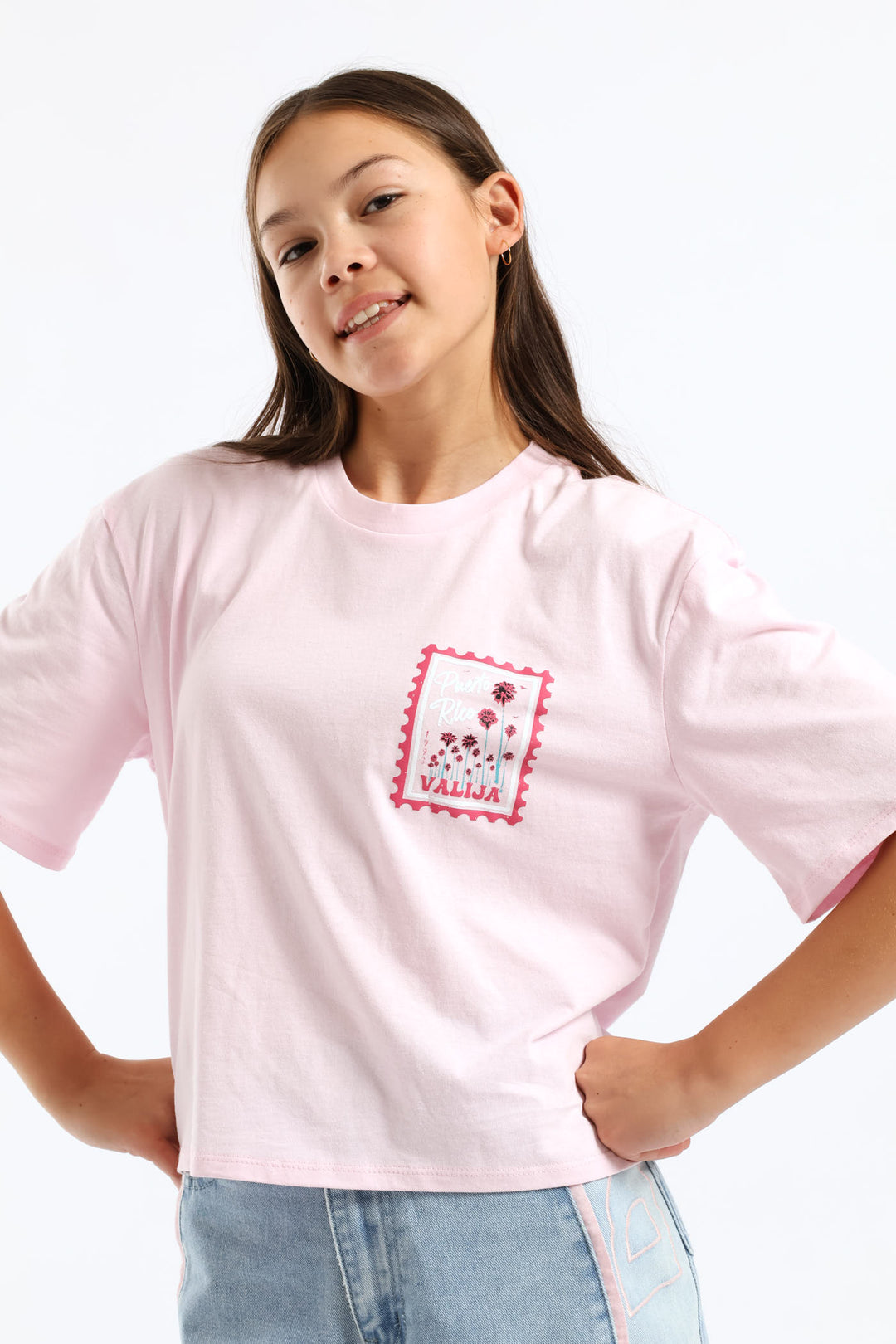 Girls Puerto Rico Boxy Tee - Pink