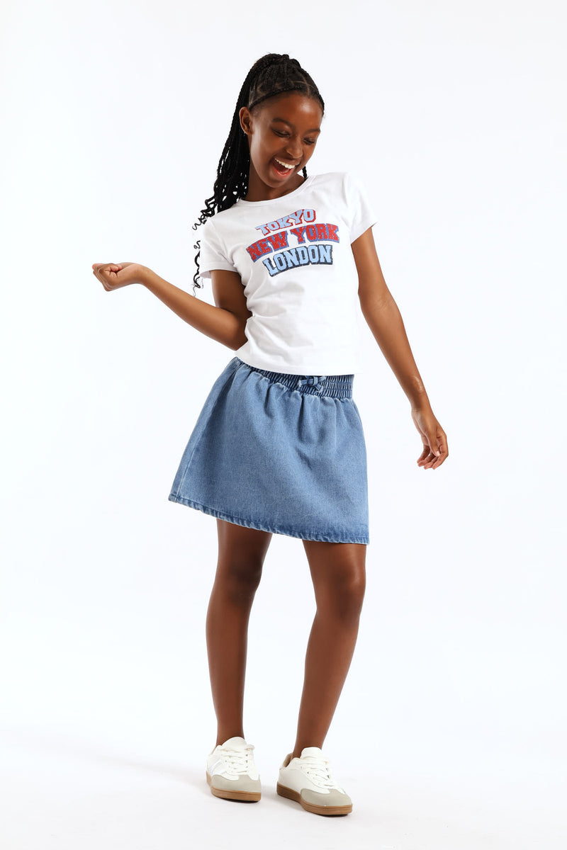 Girls Woven Skirt - Blue