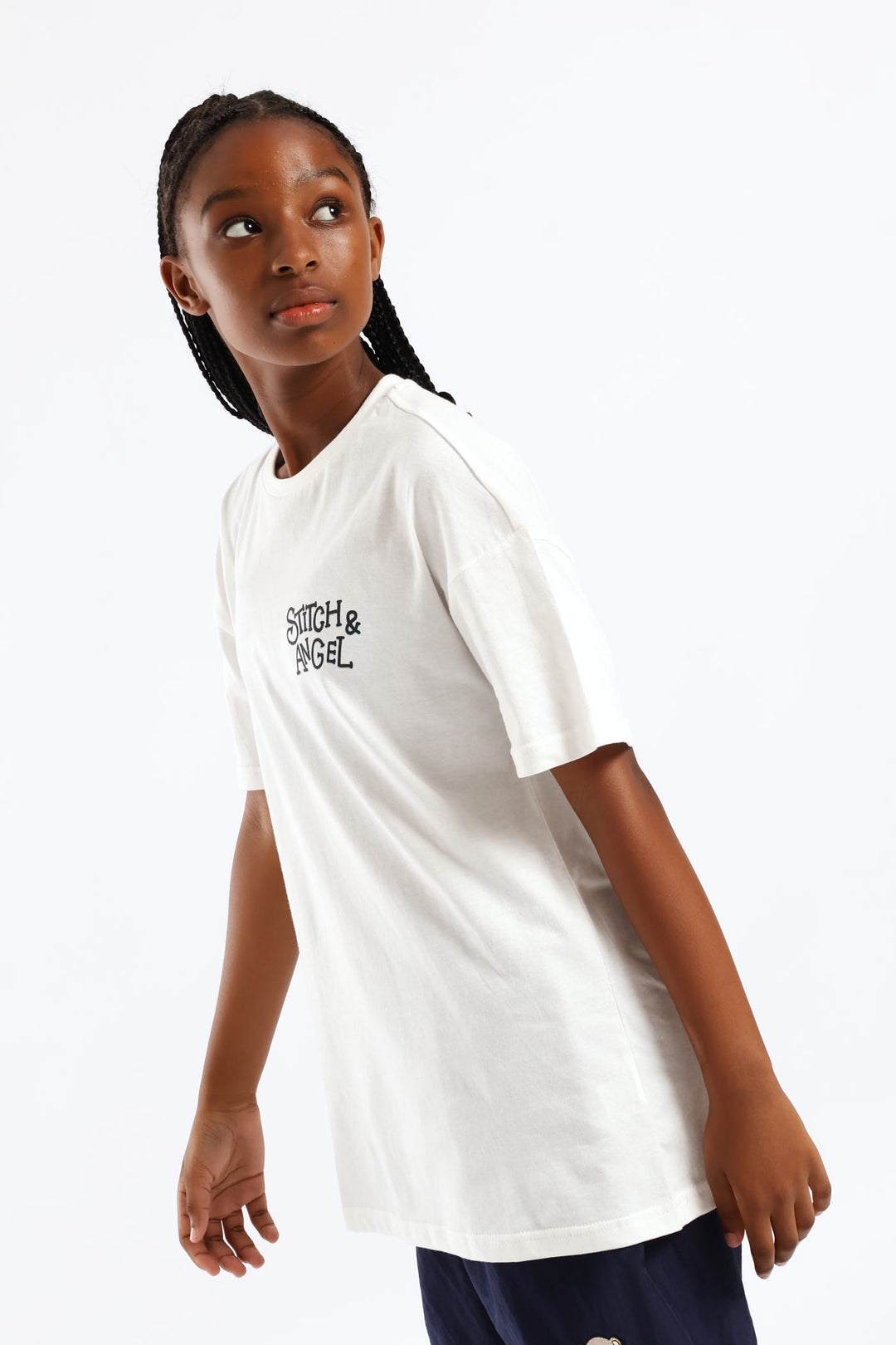 Stitch & Angel Oversized Tee - Off White