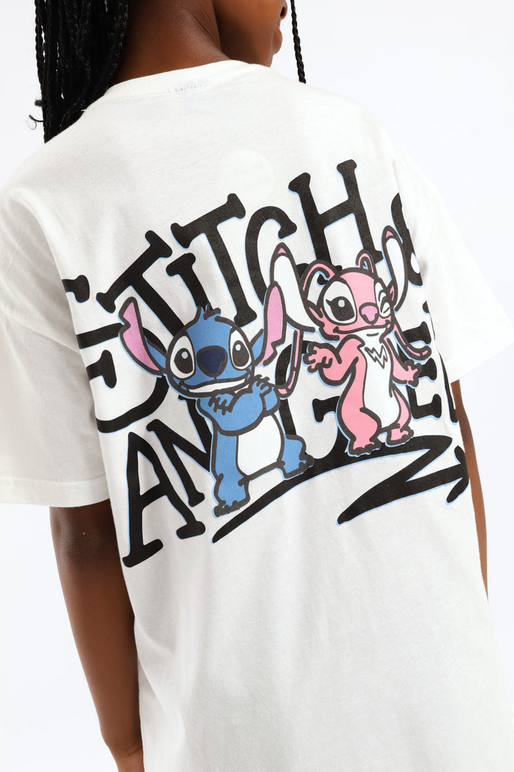 Stitch & Angel Oversized Tee - Off White
