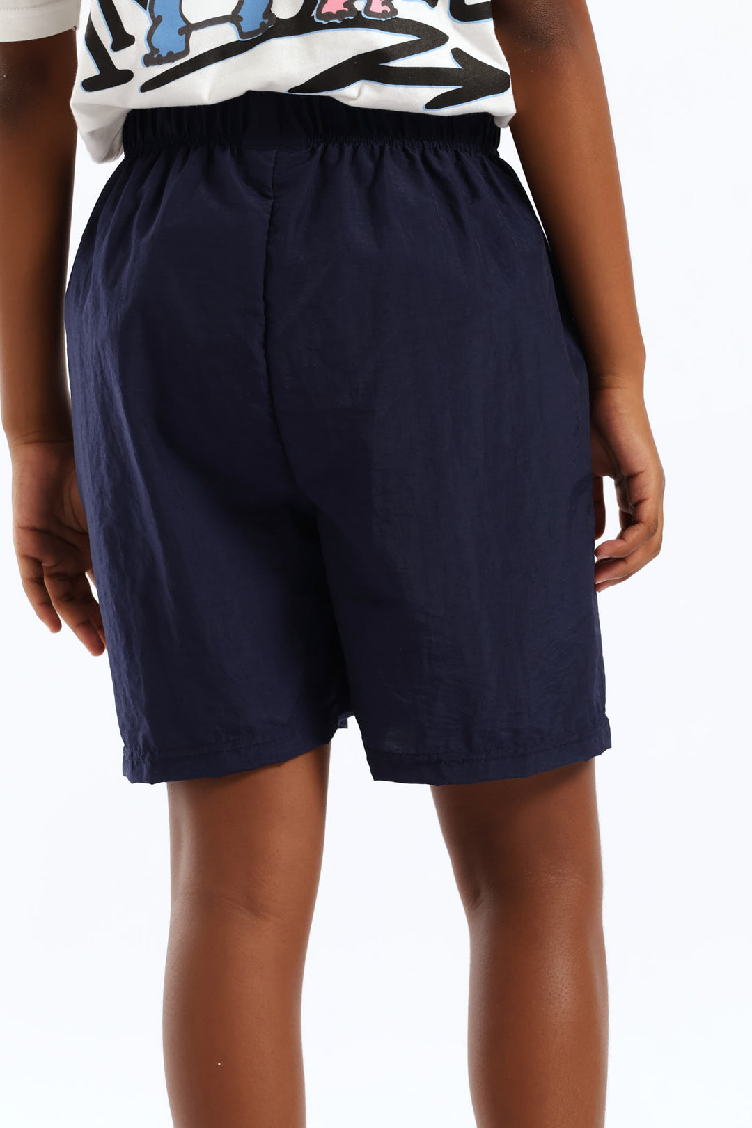 Girls Bear Badge Nylon Sport Short - Navy