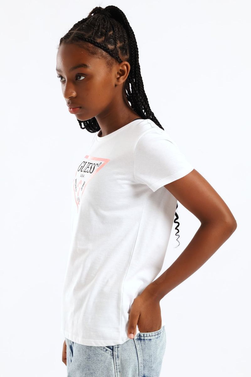 Girls Guess Tee - White