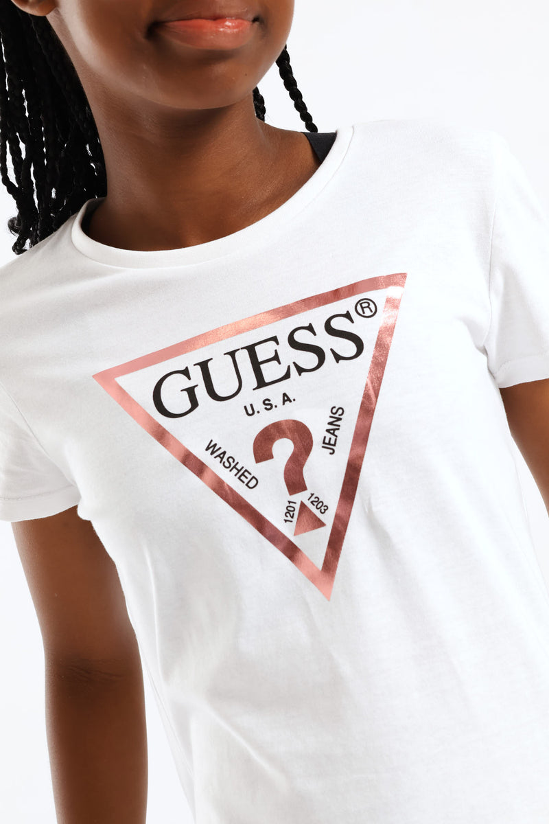 Girls Guess Tee - White