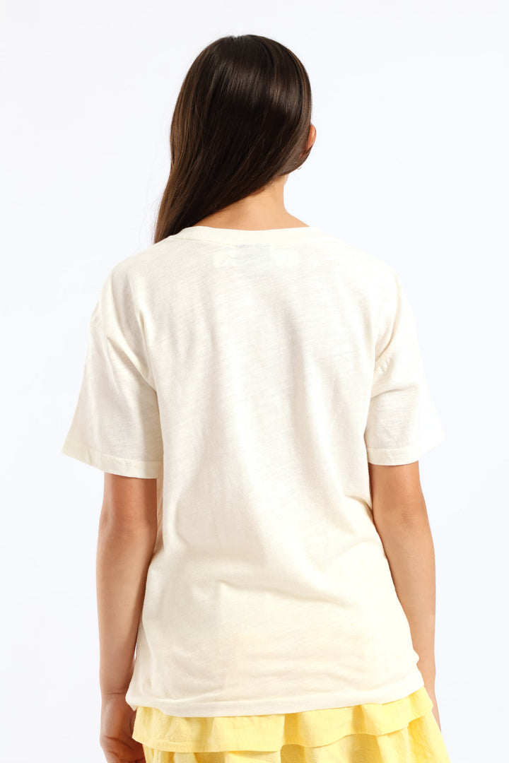 Girls Candy Heart Oversized Tee - Cream