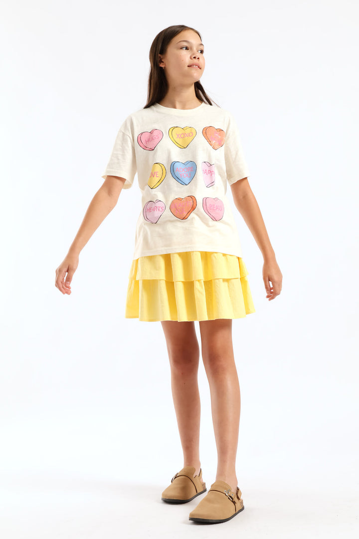 Girls Slub Woven Rara Skirt - Yellow
