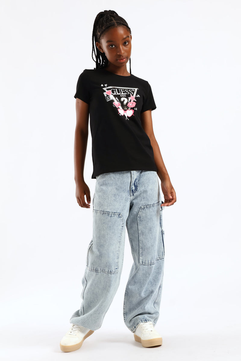 Girls Logo Tee - Black