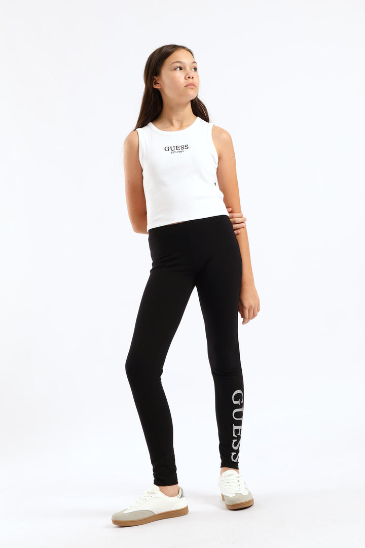 Girls Rib Midi Vest - White