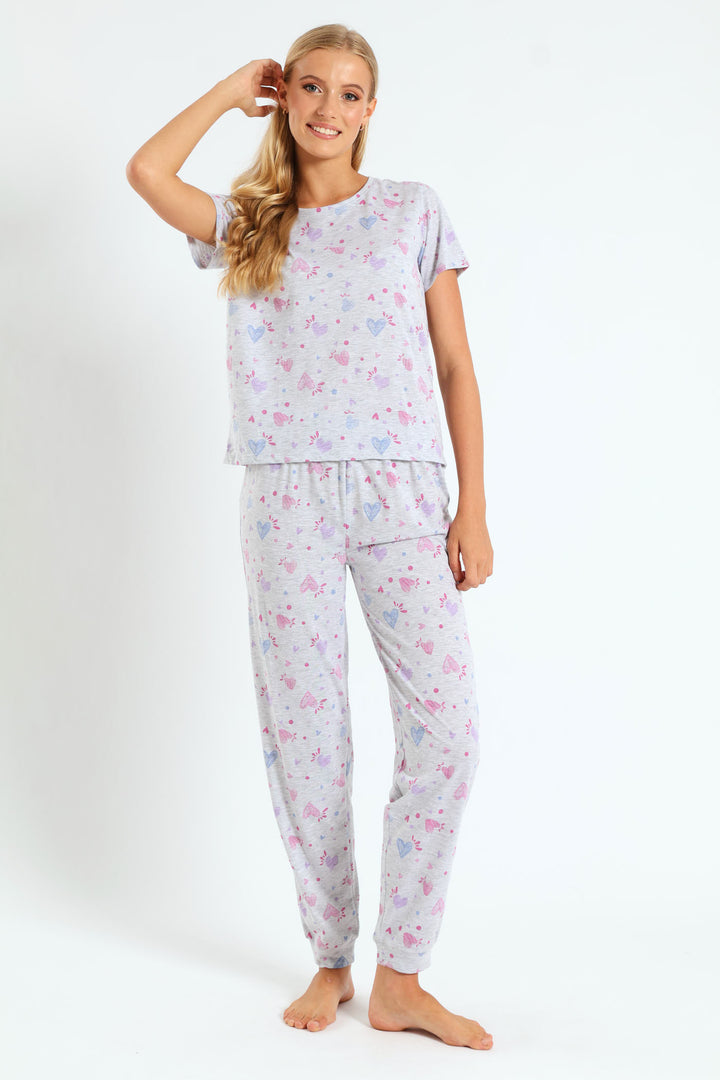 Artsy Hearts Knit Tee - Grey Melange