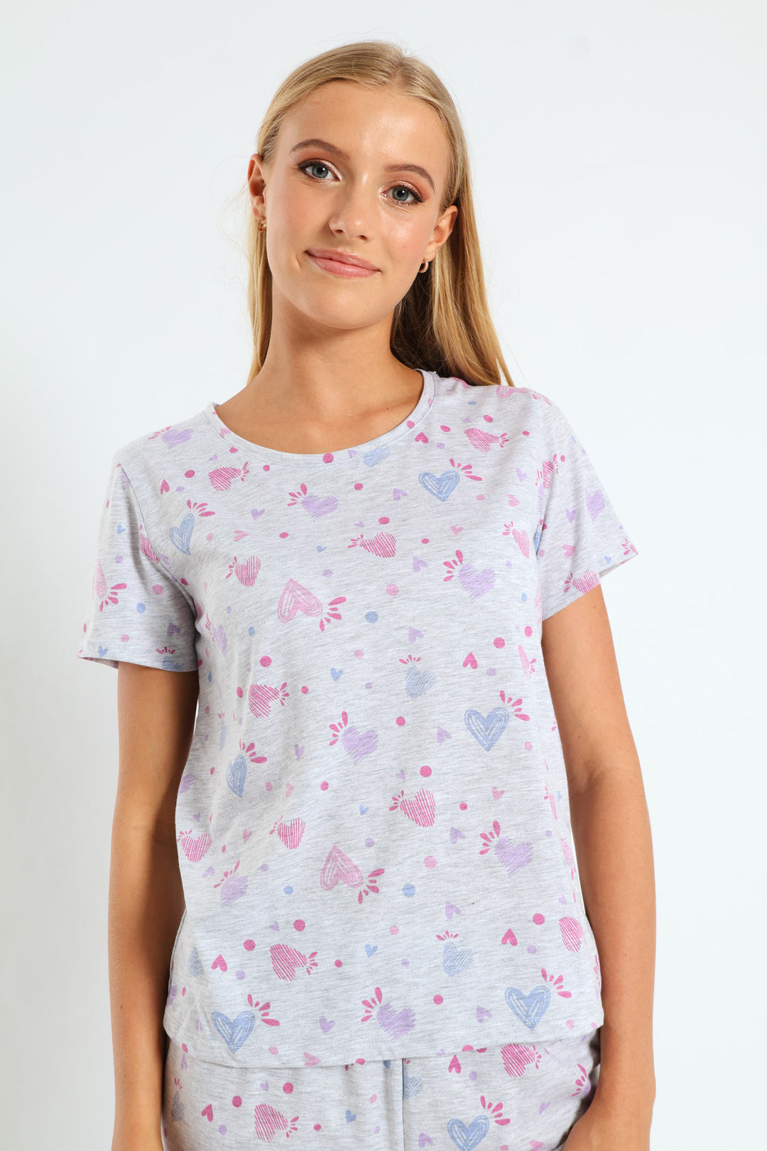 Artsy Hearts Knit Tee - Grey Melange