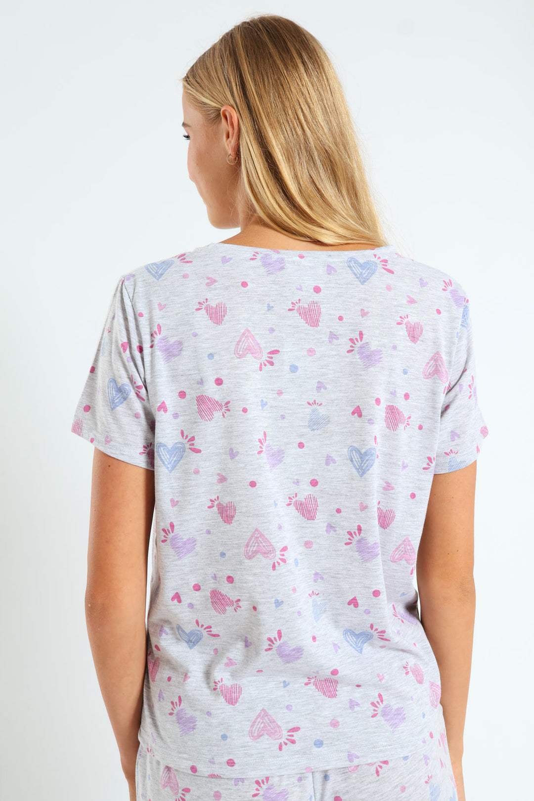 Artsy Hearts Knit Tee - Grey Melange