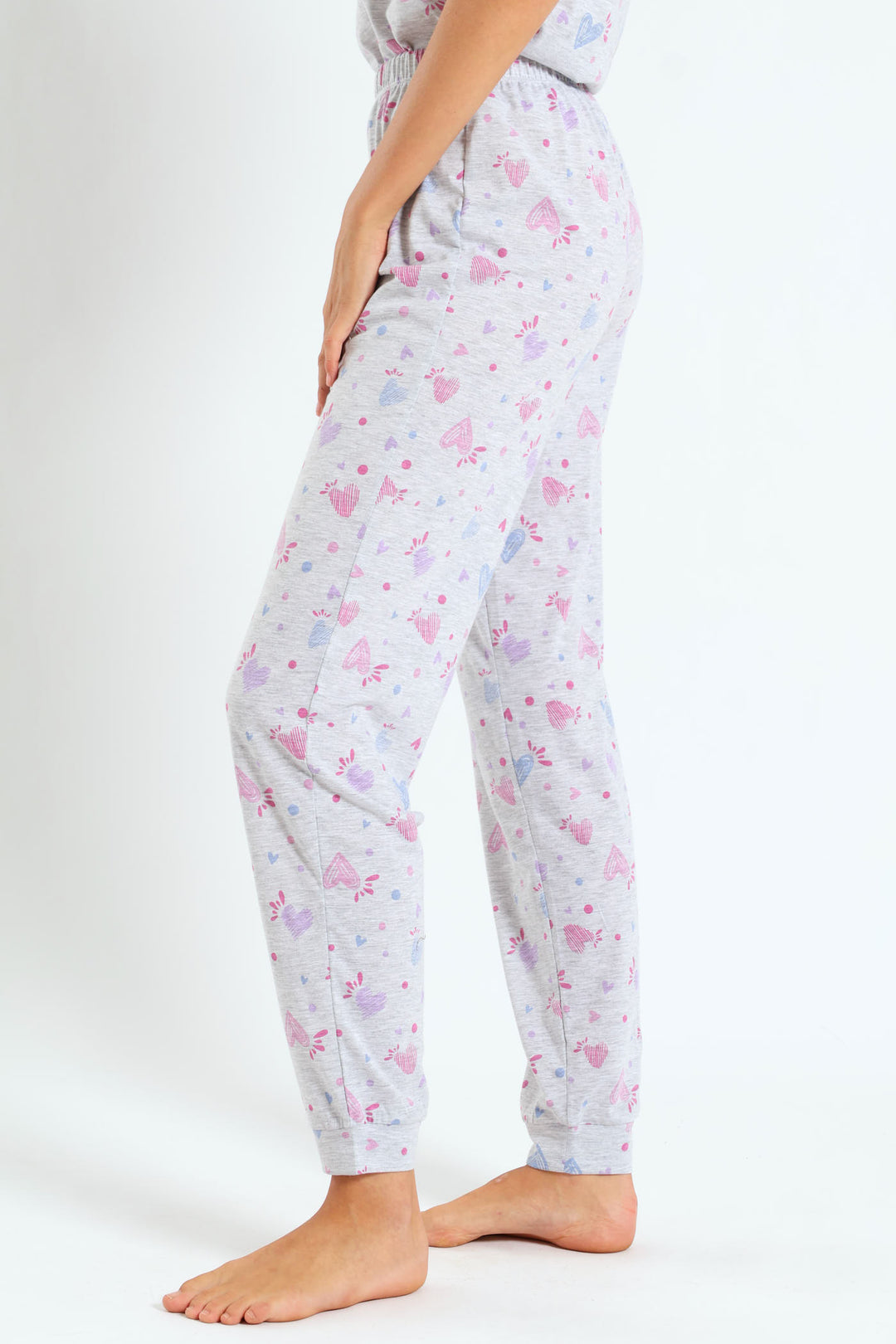 Artsy Hearts Knit Jogger - Grey Melange