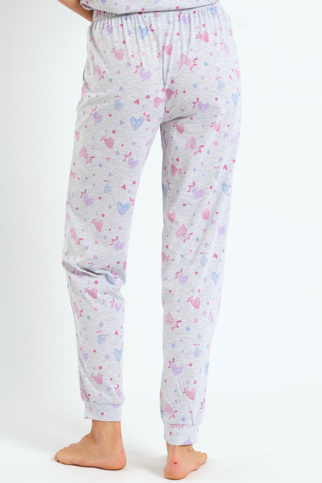 Artsy Hearts Knit Jogger - Grey Melange