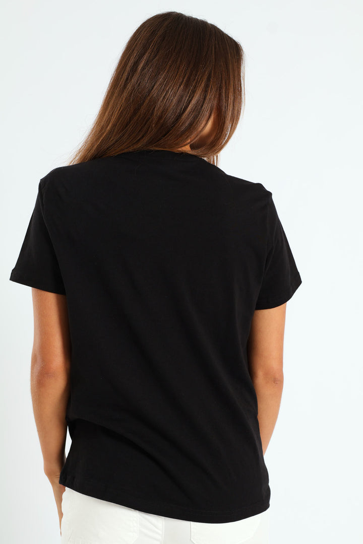 Bisou Foil Heart Regular Tee - Black