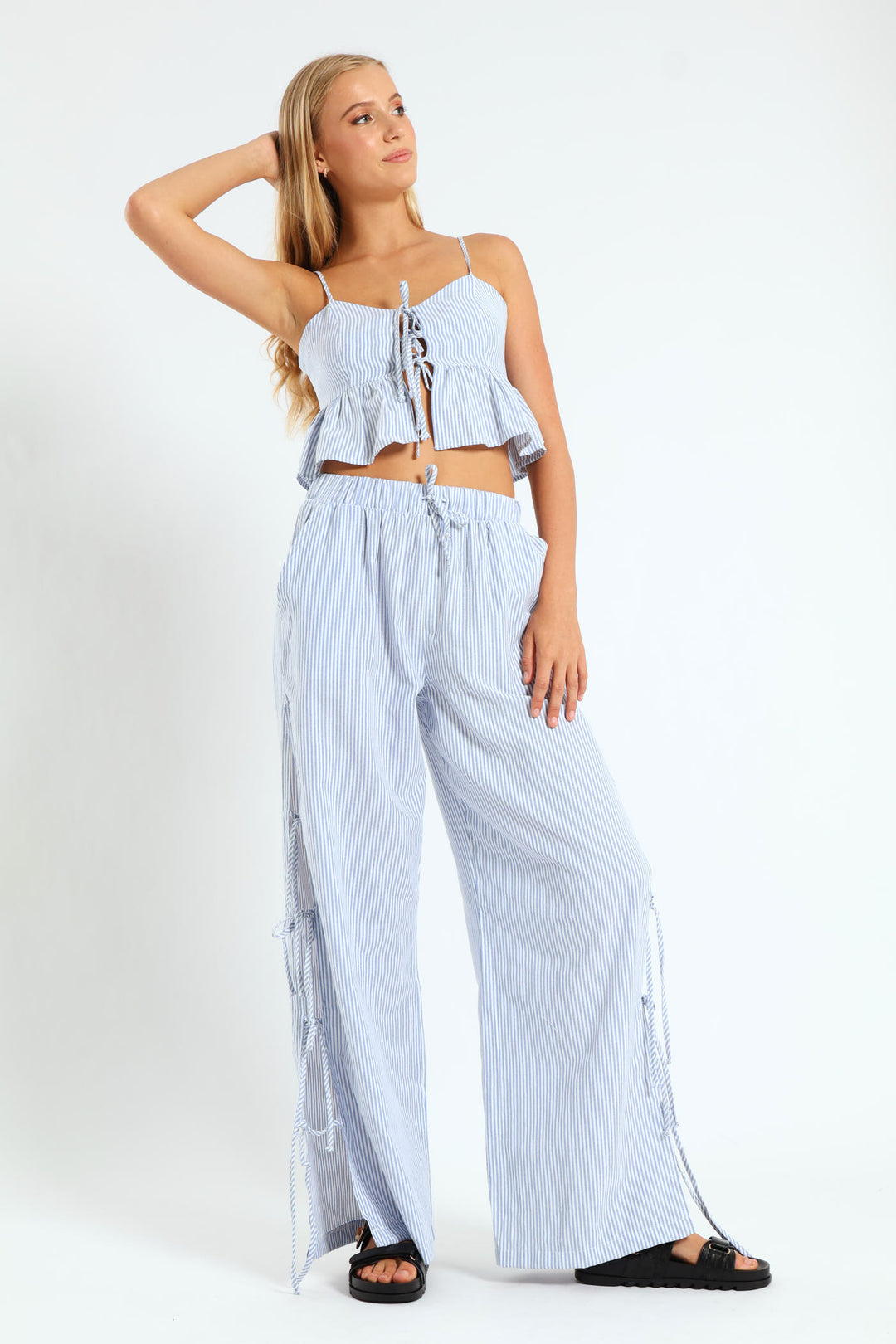 Stripe Bow Top - Blue