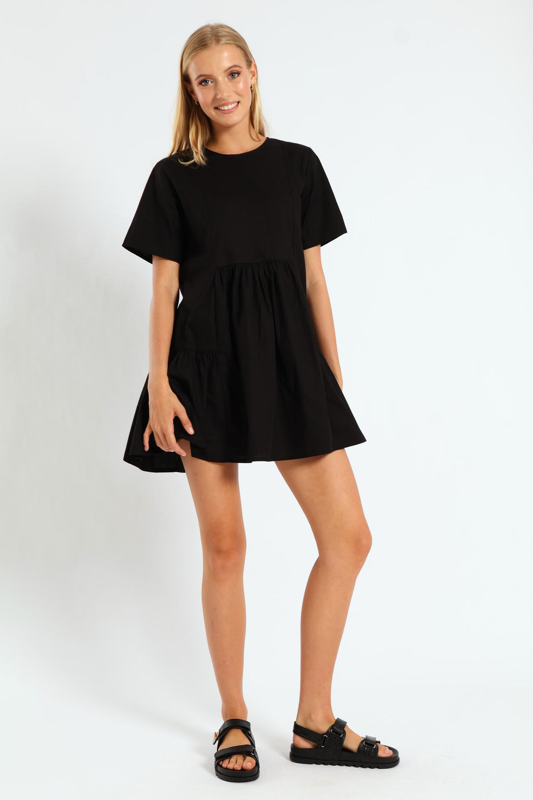Back Tie Panel Dress - Black