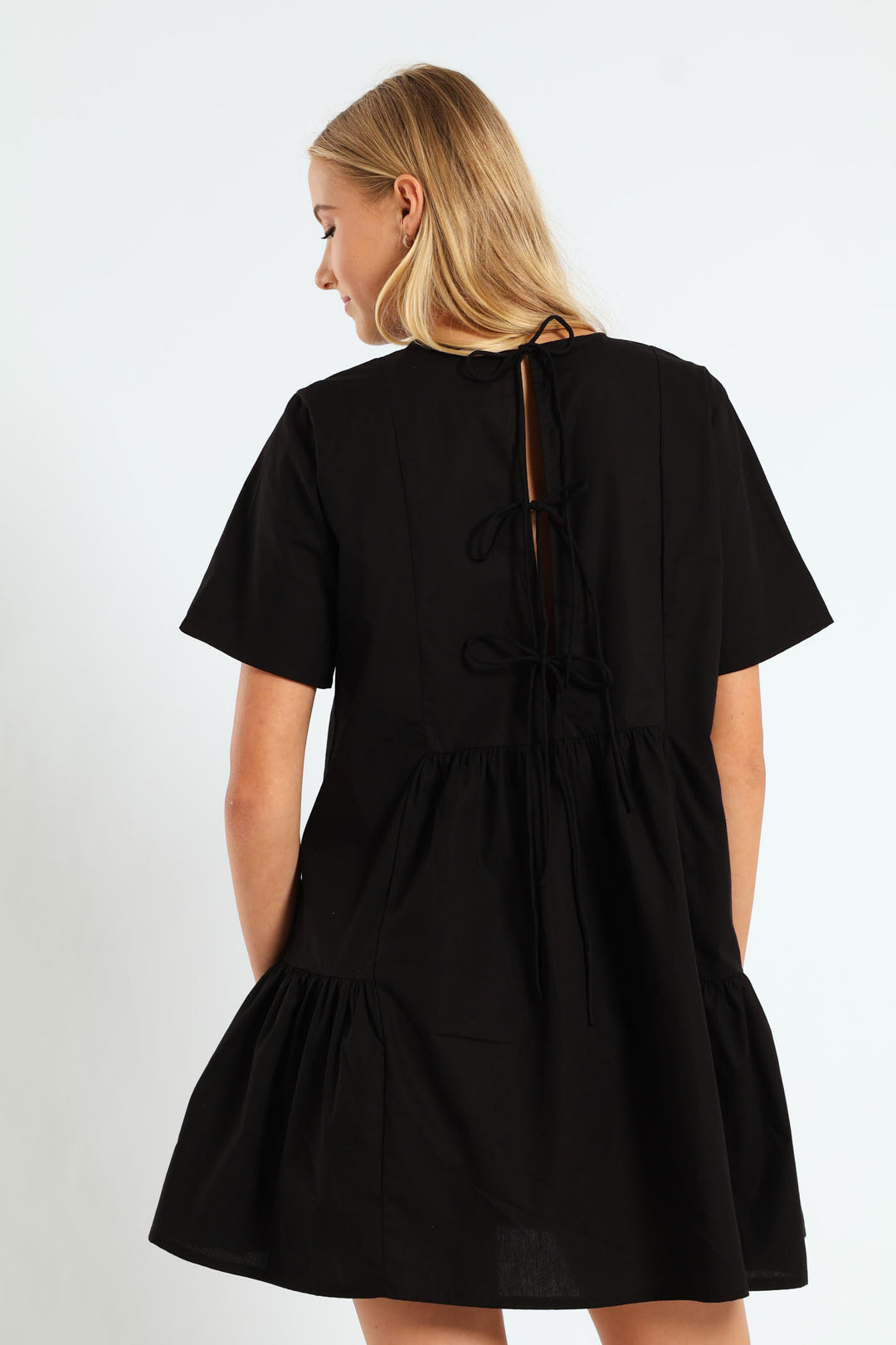 Back Tie Panel Dress - Black