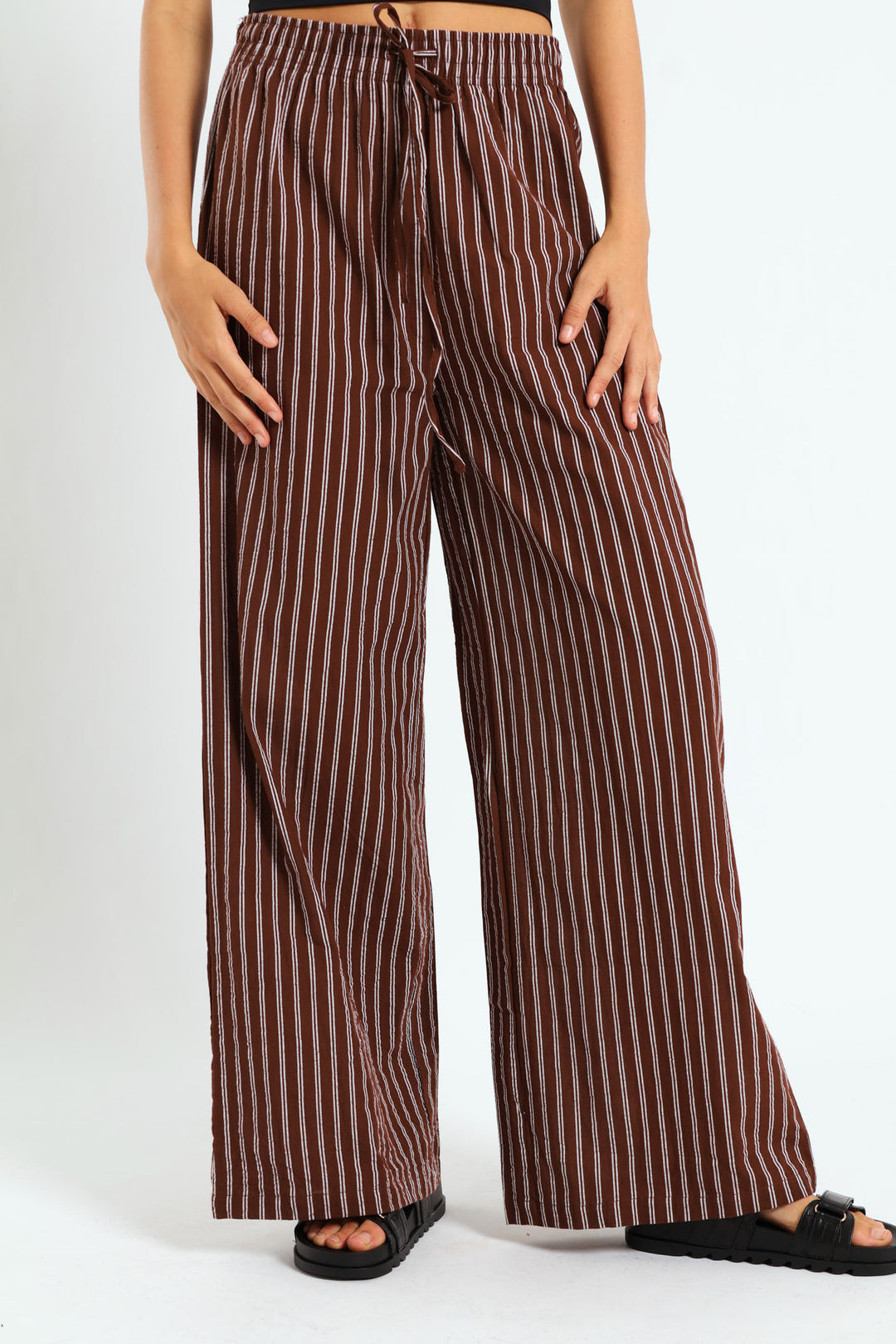 Stripe Relaxed Pants - Chocolate