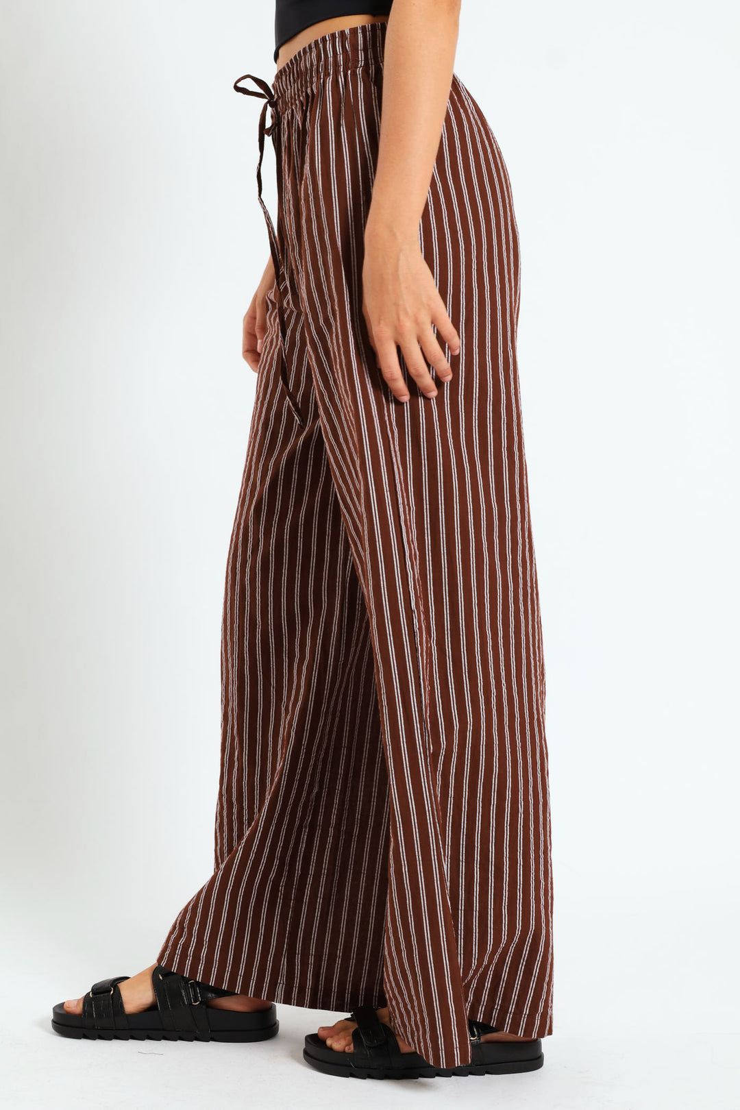 Stripe Relaxed Pants - Chocolate