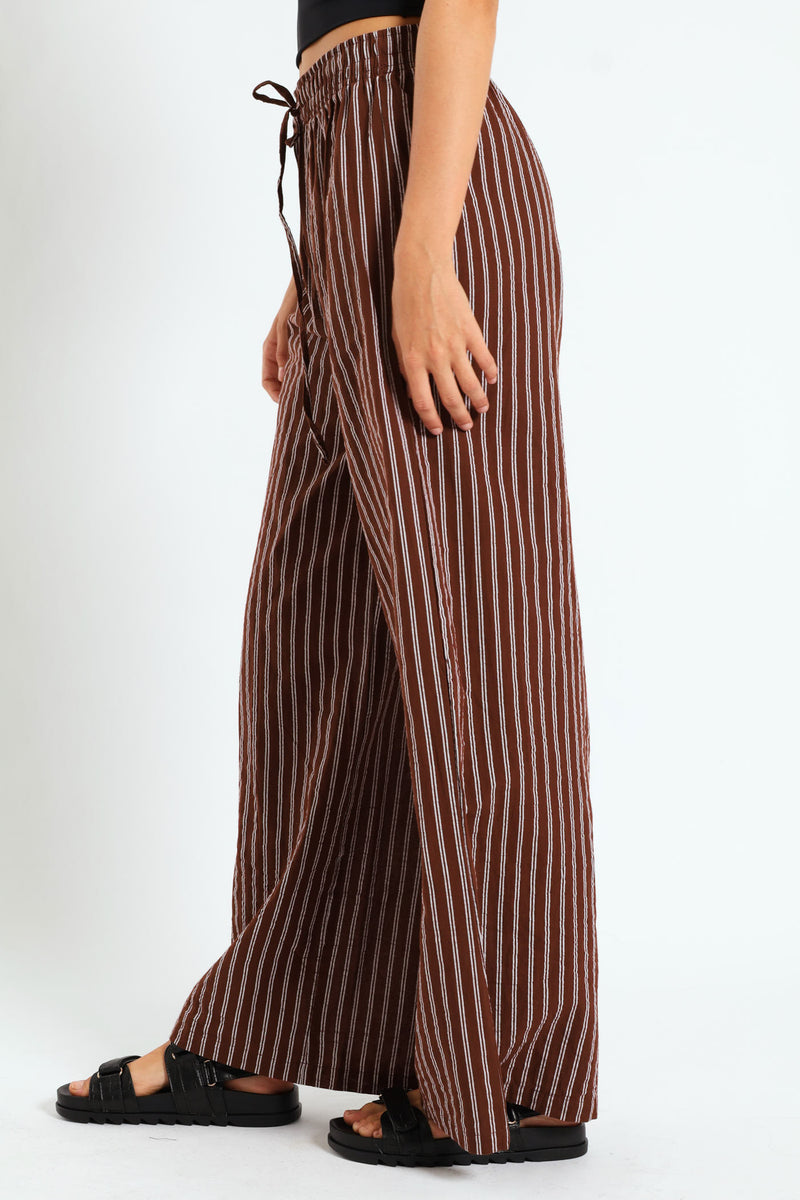 Stripe Relaxed Pants - Chocolate