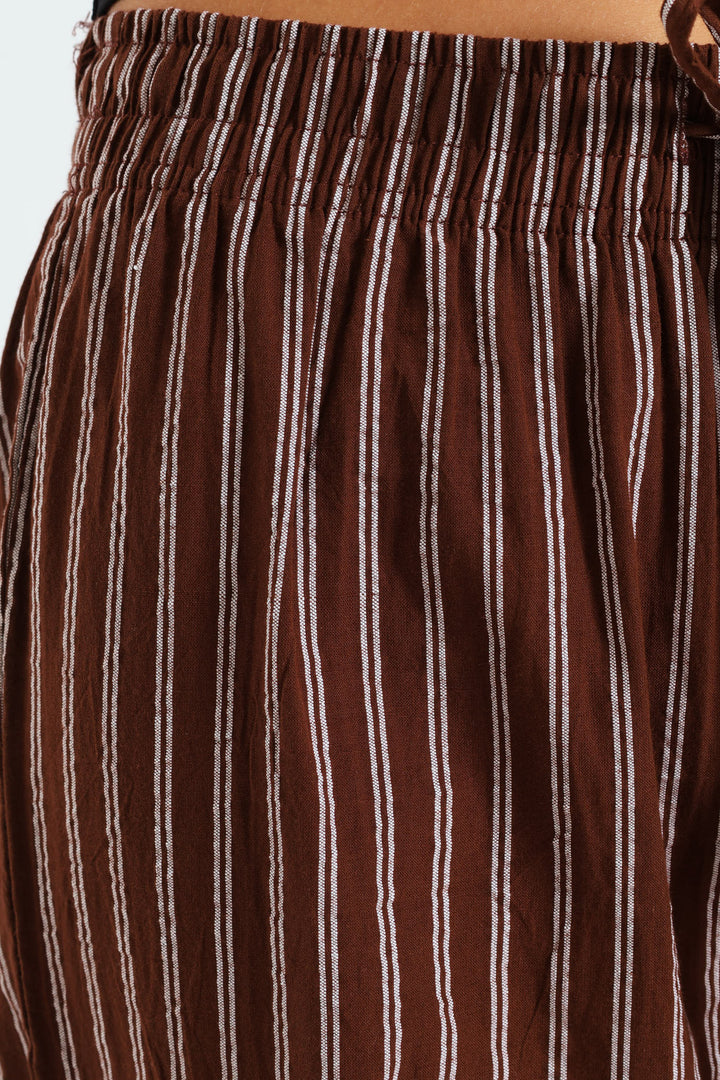 Stripe Relaxed Pants - Chocolate