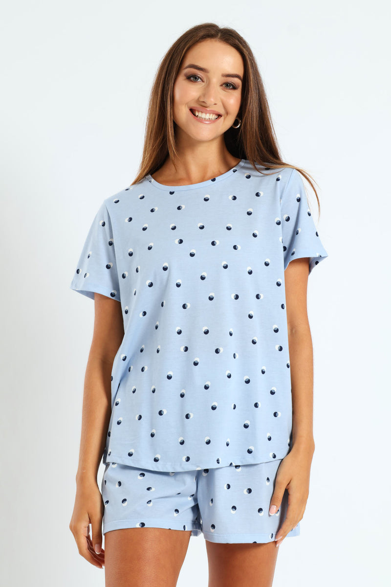 Spot Knit Sleep Tee - Light Blue