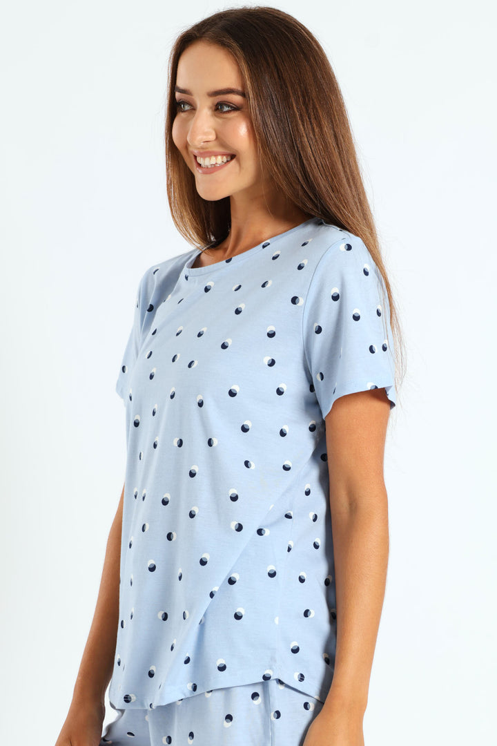 Spot Knit Sleep Tee - Light Blue