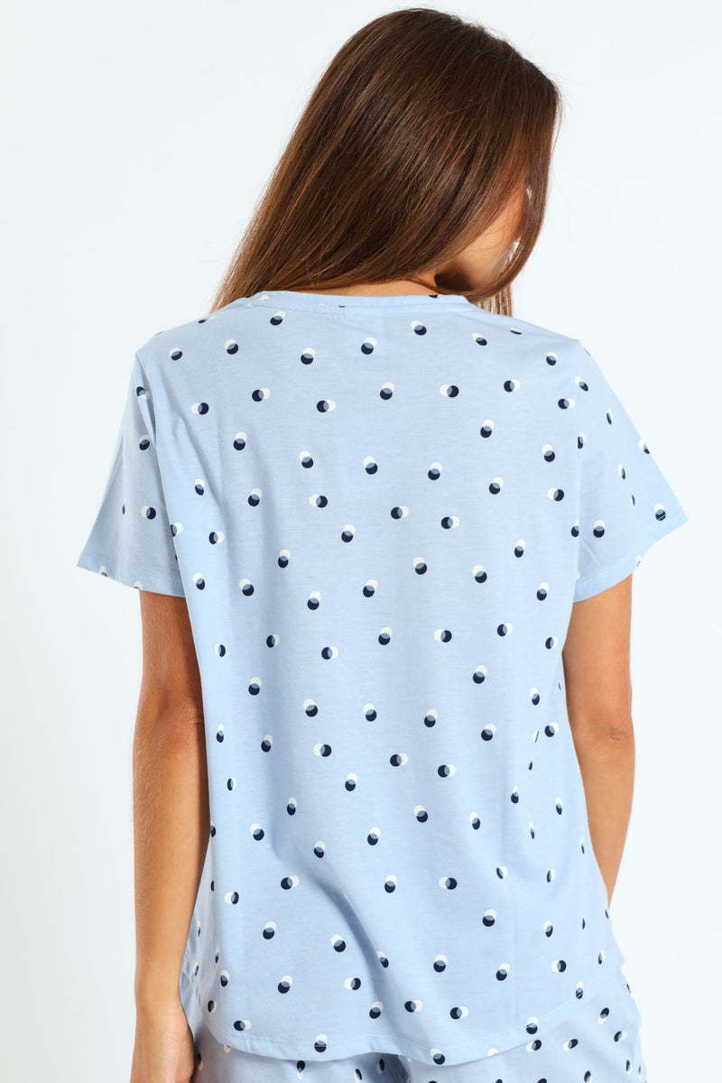 Spot Knit Sleep Tee - Light Blue