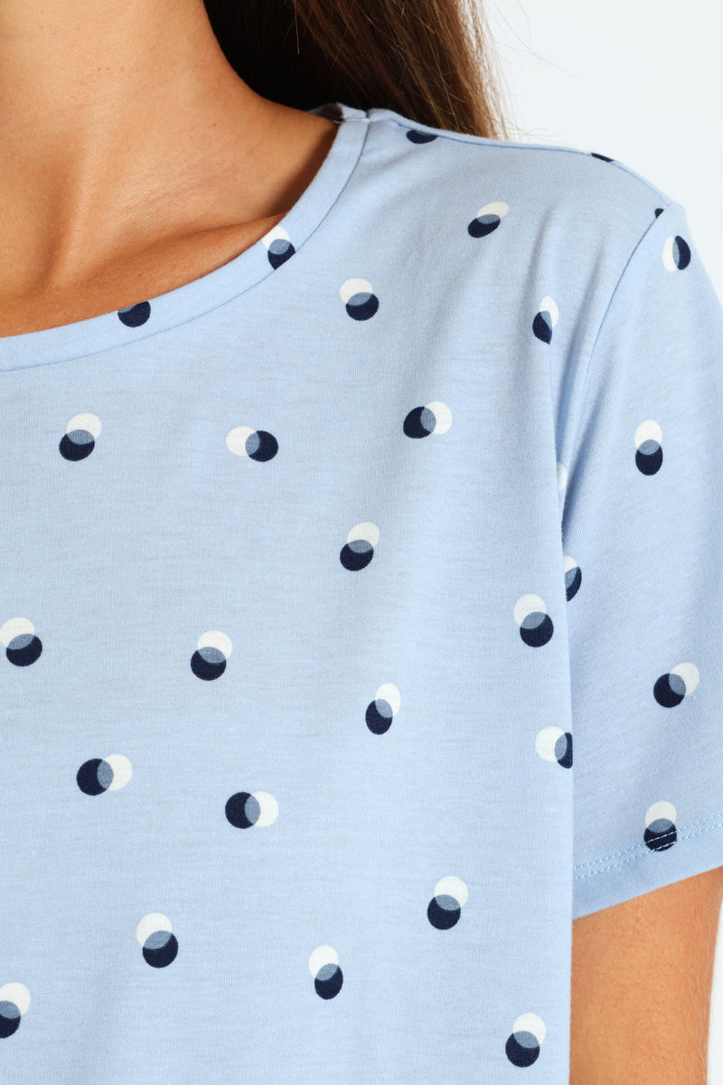 Spot Knit Sleep Tee - Light Blue