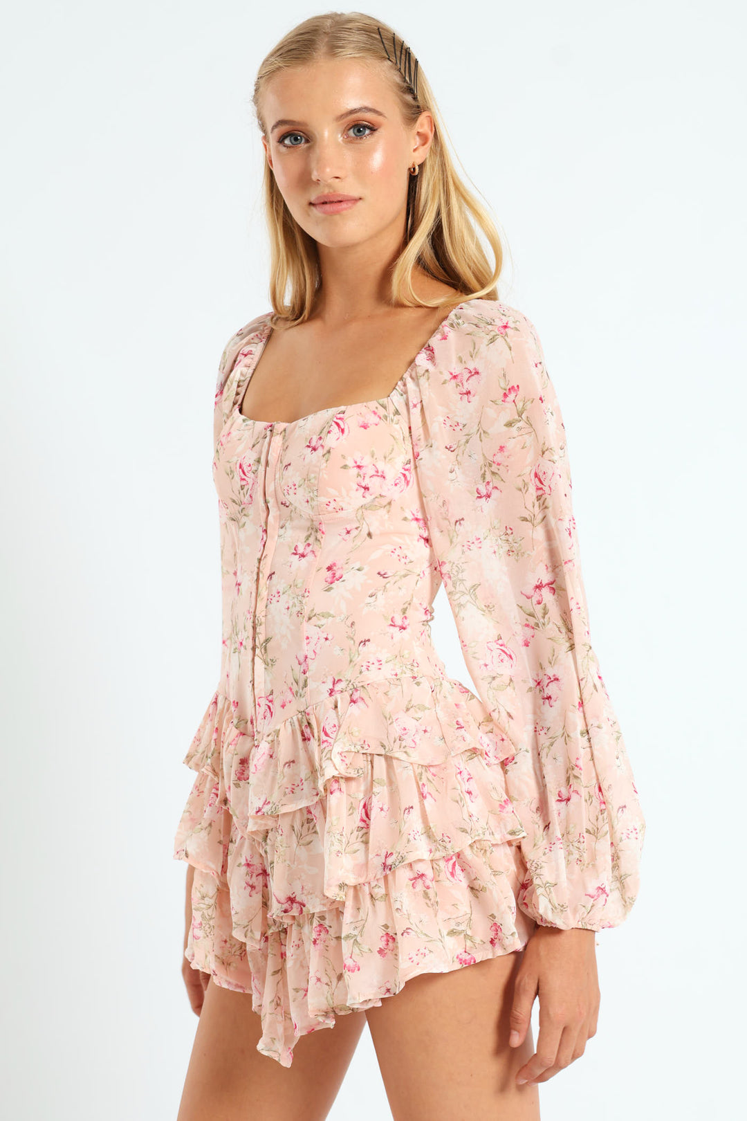 Long Sleeve Fit & Flare Mini Dress - Pink