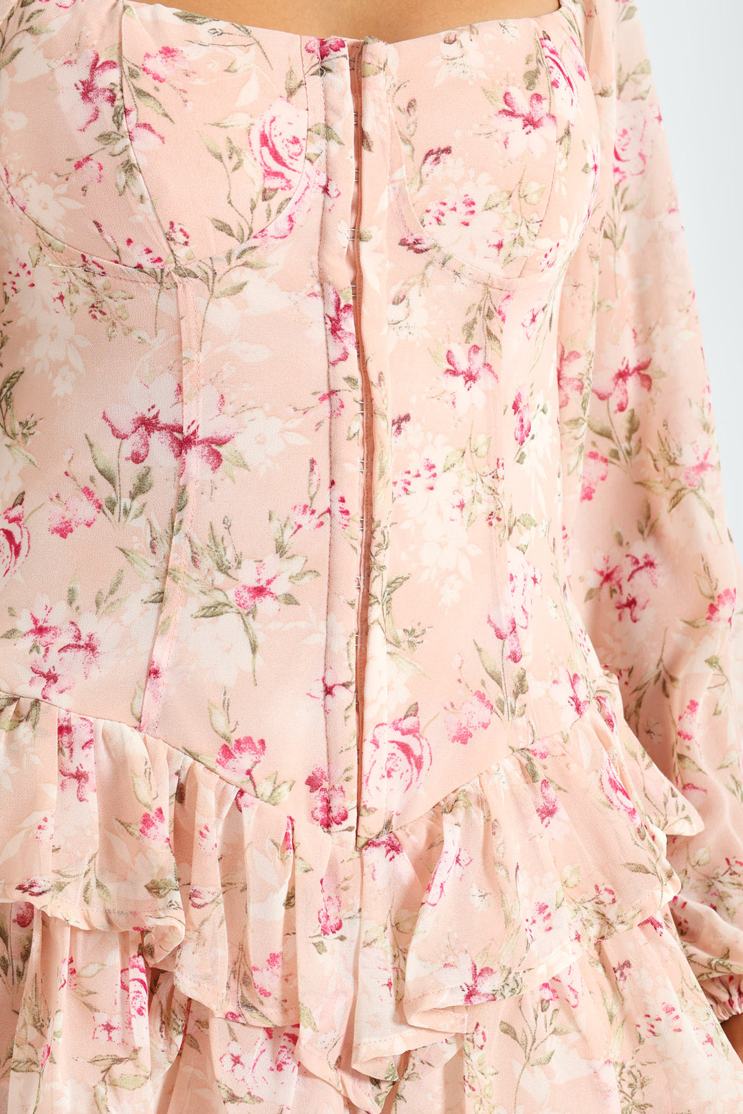 Long Sleeve Fit & Flare Mini Dress - Pink