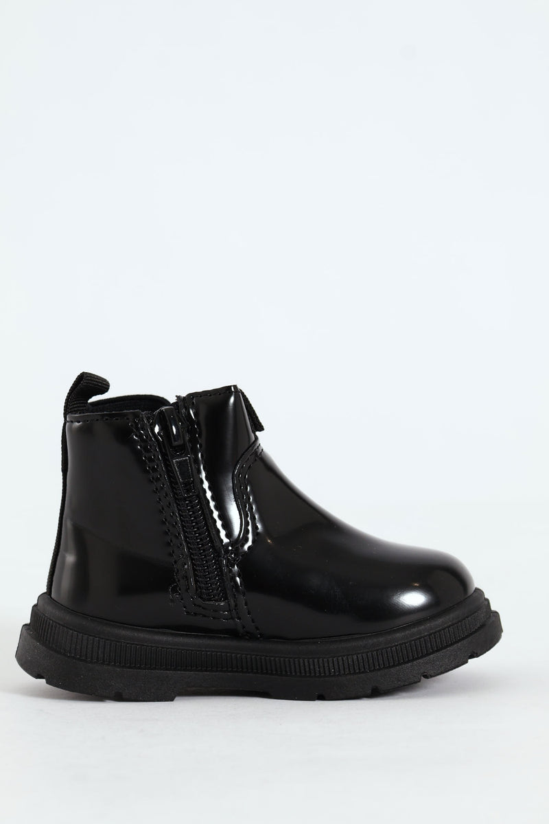Baby Girls Patent Boot - Black