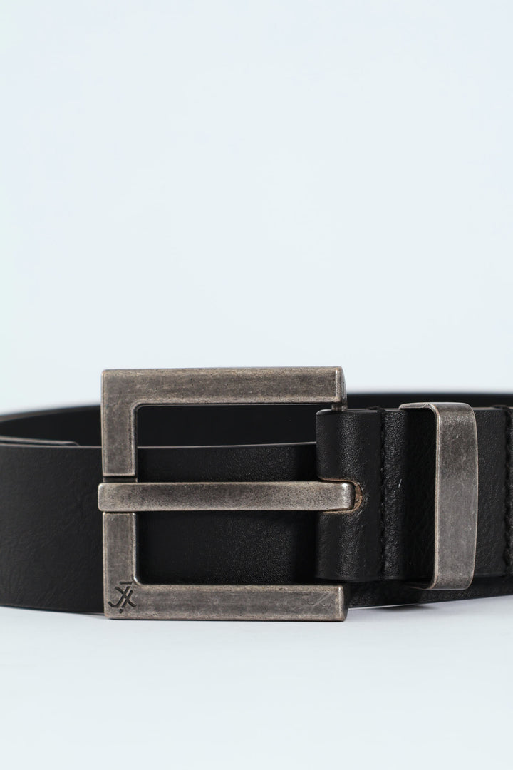 Embossed Buckle Belt - Black