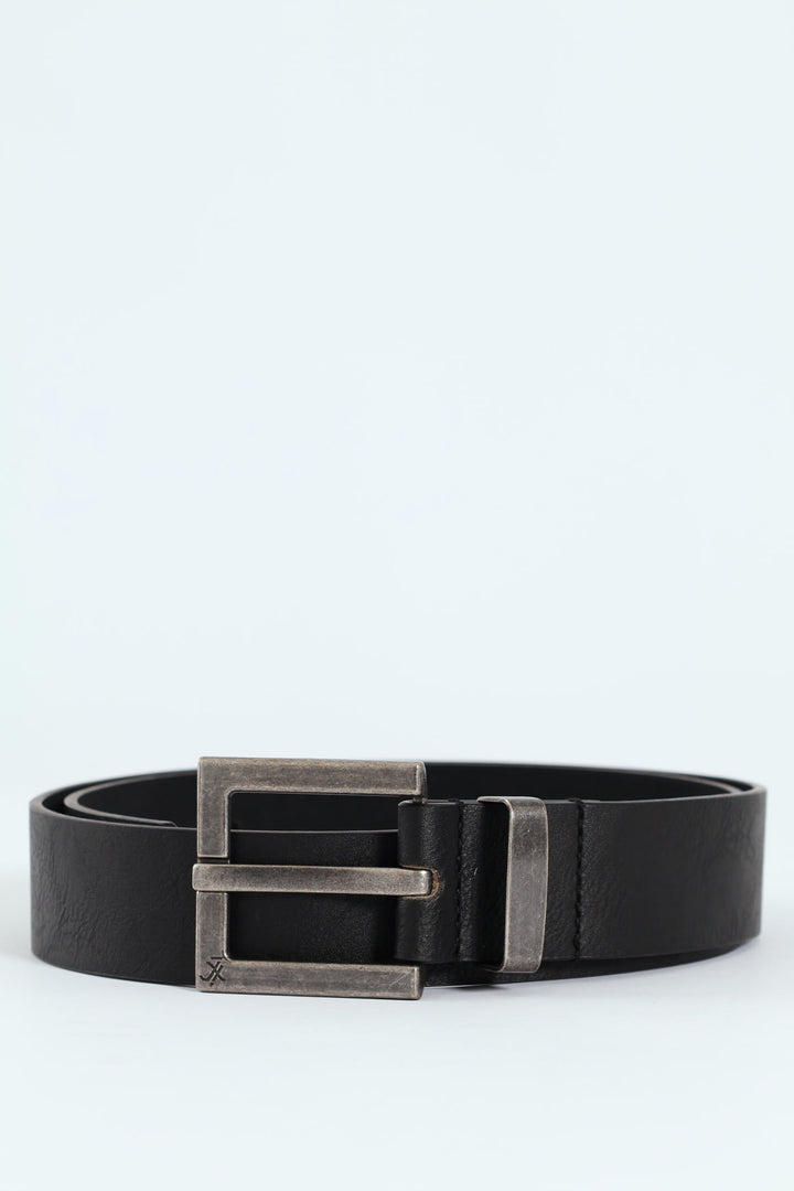 Embossed Buckle Belt - Black