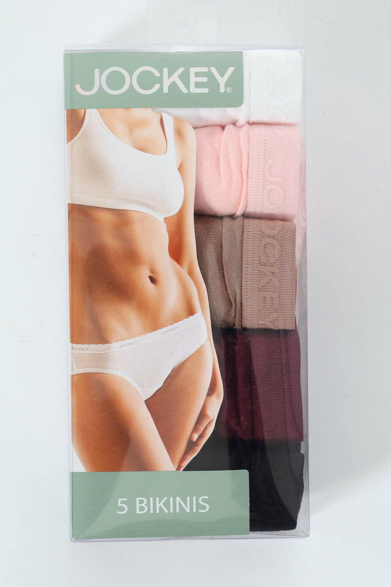 5 Pack Tonal Plain Cotton Bikini Panties