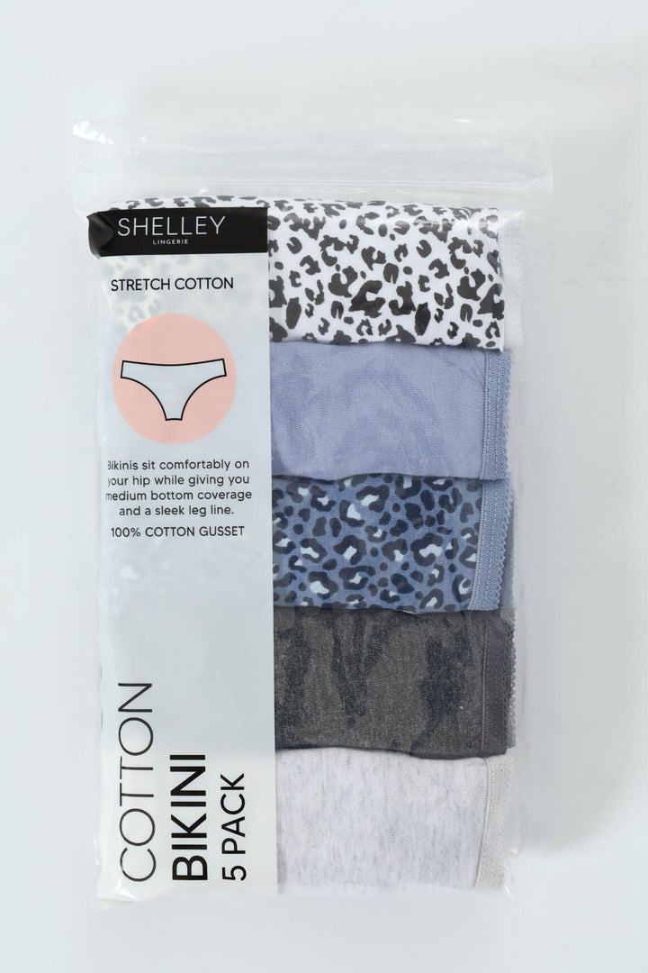 5 Pack Cotton Stretch Bikini Panties - Multi