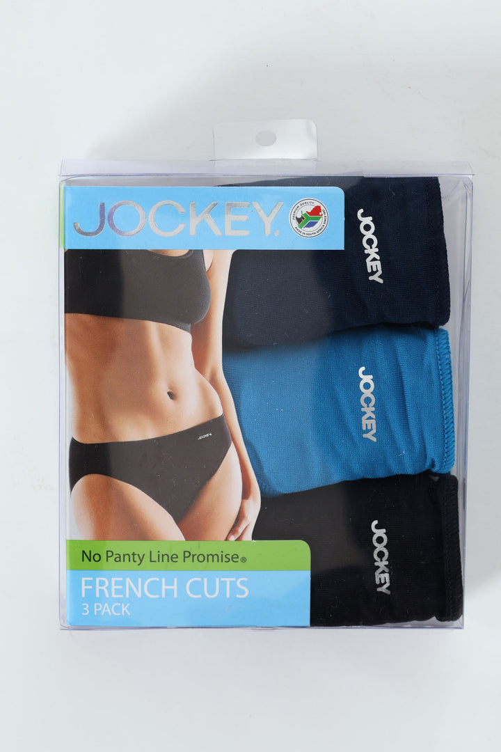 3 Pack Hi-Cut Plain Panties - Navy/Blue/Black