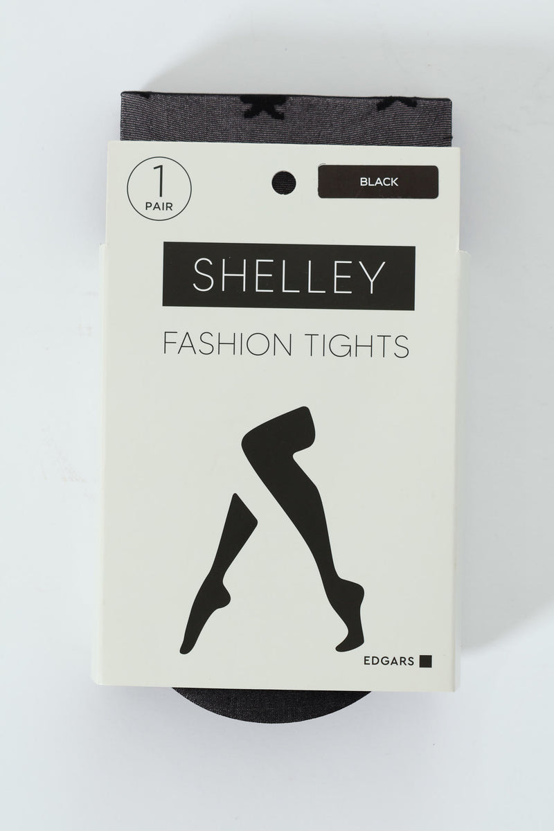 Bow Print Stocking - Black