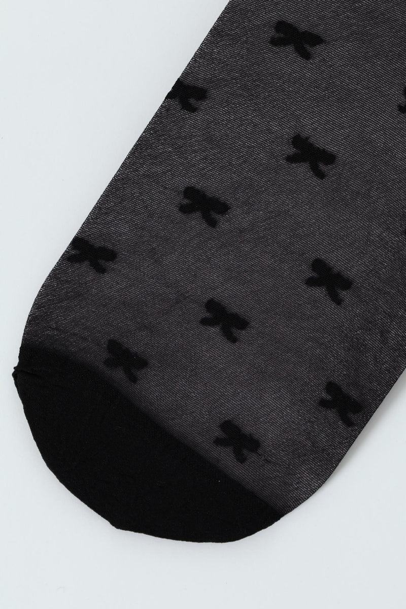 Bow Print Stocking - Black