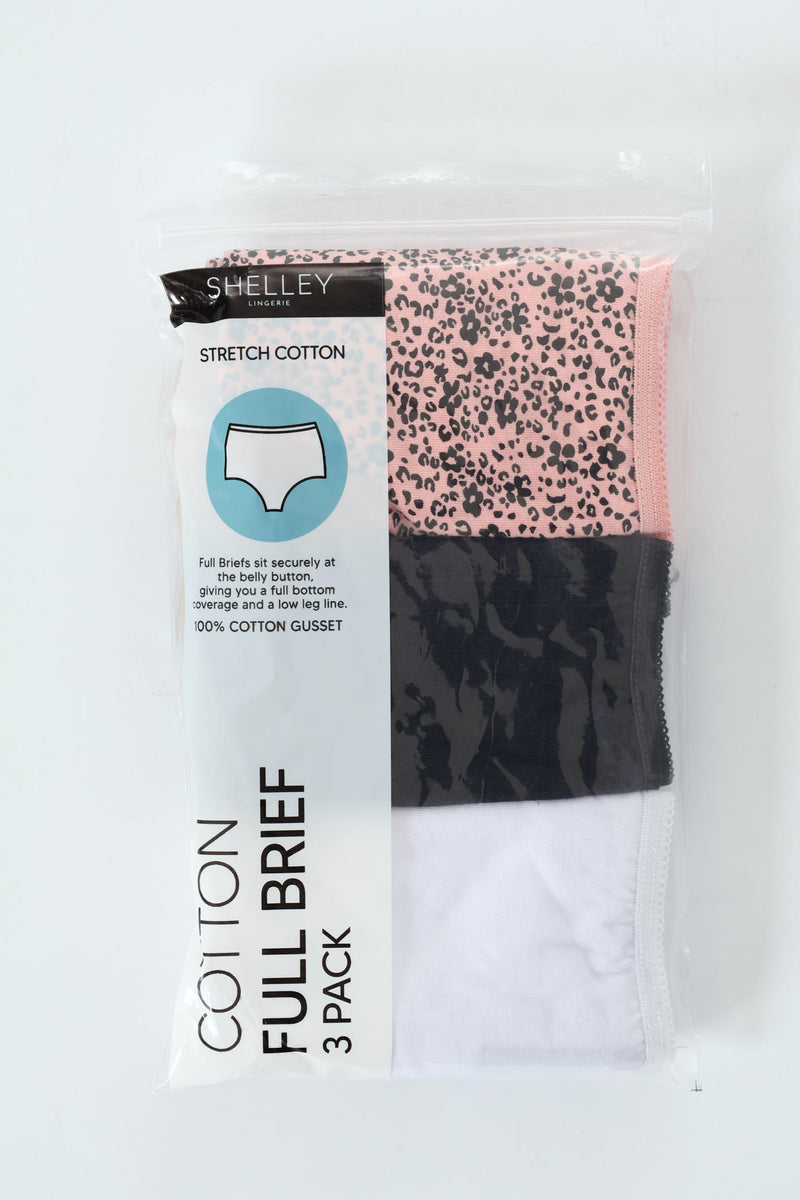 3 Pack Cotton Stretch Brief Panties - Multi