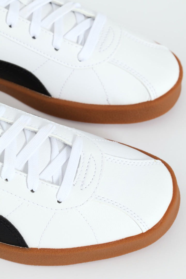 Club II Court Sneaker With Gum Sole - White/Black